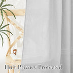 RYB HOME Privacy Sheer Curtains 95 inches Long for Living Room | Linen Textured, Semi Sheer, Rod Pocket, Linen Blend Fabric, Privacy Protected Panels, Dove Grey, W52 x L95, 1 Pair - Image 4
