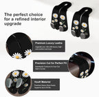 CoBak Purse Hook for Car - Universal Premium Stitched Leather and Aluminum-Magnesium Alloy Double Car Seat Back Storage Hook for Purses, Handbags, Bags (2 Pack),Daisy - Image 2