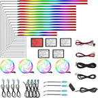 Dream Color Acrylic Interior Car Ambient Light Kit, Bphuny 30 in 1 593 LEDs Fiber Optic Multiple Modes Decoration Atmosphere Lights with Music Dynamic Rainbow Rhythm, RGB Neon Lights for All Cars by Bphuny