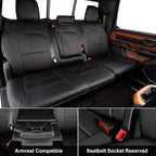 AOMSAZTO Custom Fit Seat Covers for Dodge RAM 1500 2019-2026 Full Set Black | Ram Crew Cab Only, fit Seat-back Armrest Model, Pickup Seat Covers, Premium Faux Leather, Perfect Fit, Airbag Compatible - Image 2