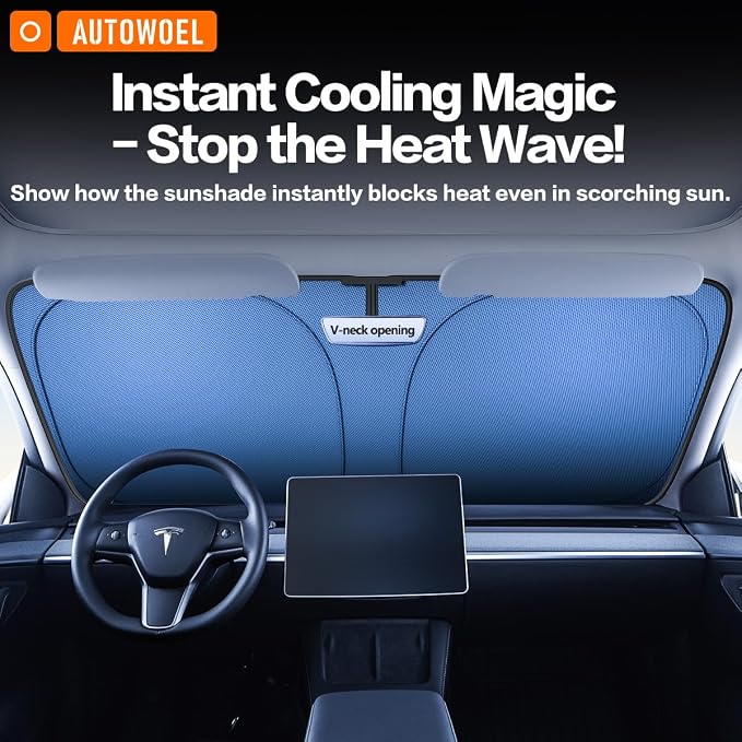 Titanium Silver Windshield Sun Shade for Ford F150 2021-2025 | Ice Blue Reflective Layer, UPF 50+ UV and Heat Blocking, Foldable, Hot-Weather Interior Protection, for Cars, SUVs and Trucks - Image 9