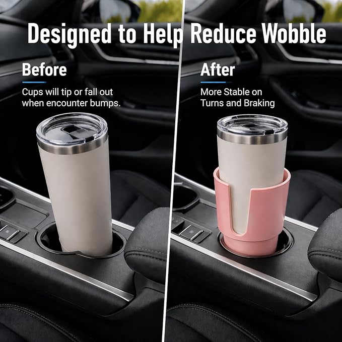 Car Cup Holder Expander for Large Bottles, Fits 32 oz to 40 oz Water Bottles and Handle Mugs, Secure Base for Most Vehicle Cup Holders, Durable ABS, Easy to Install, Durable ABS (Pink) - Image 4