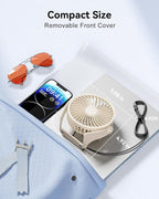 Edvision USB Desk Fan, 5 Inch Small Portable, 3 Speeds Powerful Wind Mini Personal Desktop Fan 360° Rotation Adjustable, Plug In USB Fan Quiet for Table Home Office Travel Car(Beige) - Image 6
