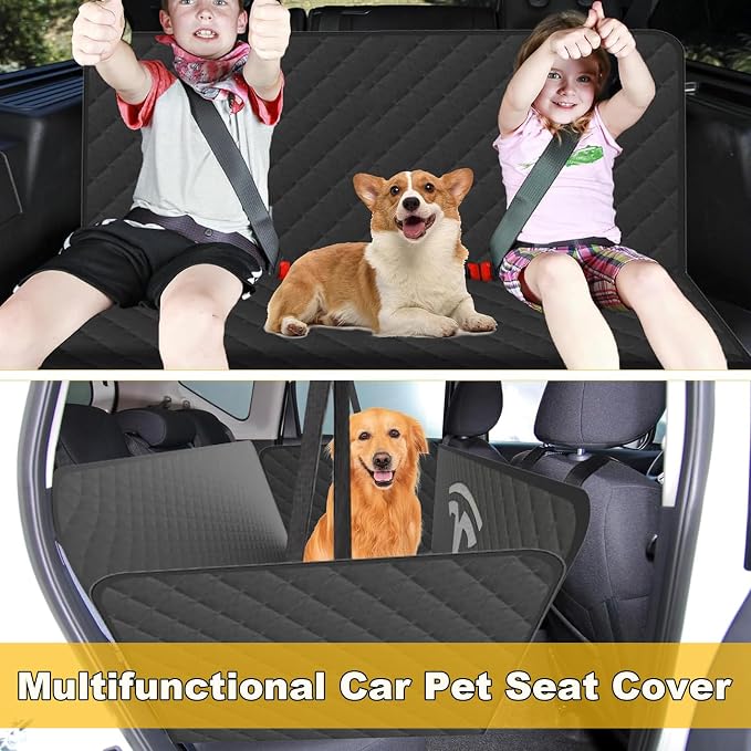 Nanaholy Dog Car Seat Cover for Tesla Model Y & Model 3 Back Seat Cover Waterproof Hammock, 600D Heavy-Duty Scratch-Resistant Non-Slip Pet Seat Protector with Side Flaps & Breathable Mesh Window - Image 7