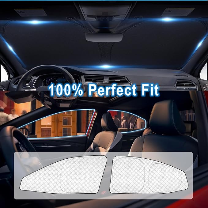 KMF 6pcs Thicken Sun Shades for 2025 2026 Toyota Camry Accessories,Full Car Window Covers Sunshade for Windshield Side Rear, UV Block Sun Visor and Privacy Blackout for Camping Outdoor - Image 5
