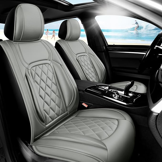Fit CHR Premium Leather Car Seat Covers for Toyota CHR 2018-2021 2022 - Waterproof，Breathable，All-Weather Seat Cushion Protecto & Airbag Compatible, Full Set Gray by Unknown
