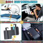 2-in-1 Car Steering Wheel Desk & Seat Gap Organizer Filler Tray | Foldable Adjustable Height Car Desk for Laptop Computer Tablet, Eating - Portable Table for Car Workstation Truck SUV Tesla - Image 6