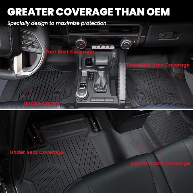 LASFIT Floor Mats for Ford Explorer 2022-2025 2026 6 Seats with Cargo Liner | Custom Fit All Weather Protector TPE Easy Clean Floor Liners with Trunk Backrest Mat Car Mats for Explorer Accessories, Black - Image 8