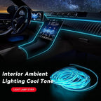 EL Wire Interior Car LED Strip Lights, 16.5FT 5V EL Wire Strip Neon Glowing Strobing Light w/ 5mm Sewing Edge, USB Electroluminescent Ambient Lighting Kit for Car Inside Decoration (Ice Blue) - Image 4