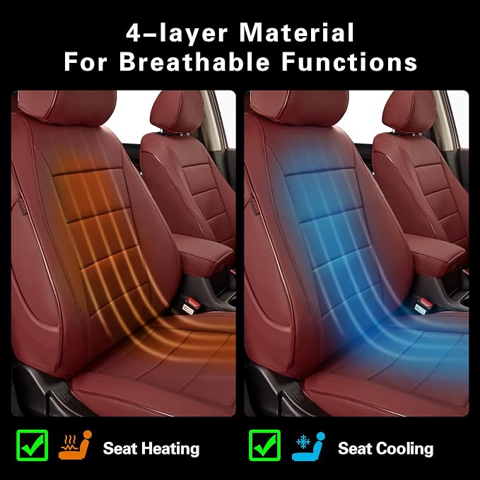 EKR Car Seat Covers for Honda HRV 2019-2022,Leatherette Full Set | Custom Fit for Honda HRV Sport/EX/EXL/Touring 2019-2022 Full Wrap,Waterproof Pet-resistant,Faux Leather(Burgundy) - Image 6