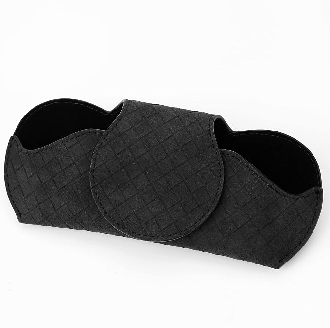 KINIVA Sunglasses Holder for Car Visor PU Leather Glasses Case with Clips for Car Visor Automotive Interior Visor Accessories Apply to All Car Models (Black) - Image 2