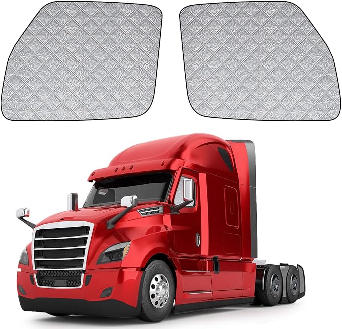 2 Pcs Side Window Sun Shade for Freightliner Cascadia 18-26 | Fits Cascadia Semi Truck Day Cab & Sleeper, 6-Layer 210T Reflective Heat Blocker, Blackout Privacy Cover, Foldable by Federedevo