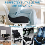 BlissTrends Thick Seat Cushion for Office Chair & Car Seat, XL, Black | Memory Foam with Removable Cover, Ergonomic Tailbone & Sciatica Support for Pressure Relief and Long Sitting, 3.9" Thick - Image 6