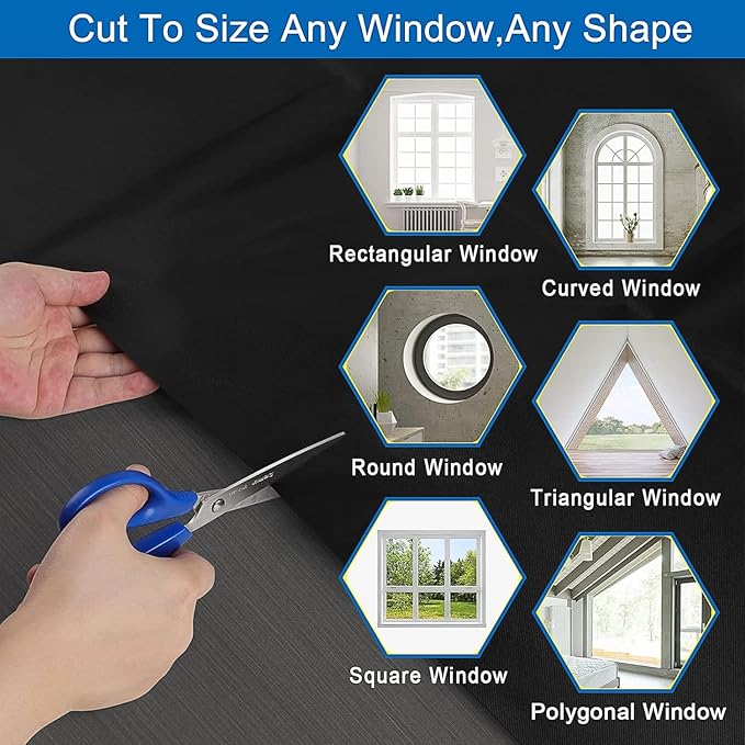 100% Blackout Blinds Magnetic Window Cover 57x40Inch,No Drill PortableCuttable Black Out Curtains for Nursery Bedroom,RV,Media Room with Hook & Loop Tape+Magnetic Closure - Image 5