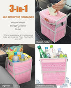Pritent Car Trash Can with Lid Leakproof Car Garbage Bag Vehicle Trash Bin | Hanging Automotive Garbage Can,Multipurpose Car Accessories for Women Men Interior Car Storage Organizer(2.8 Gal,Pink Print) - Image 5