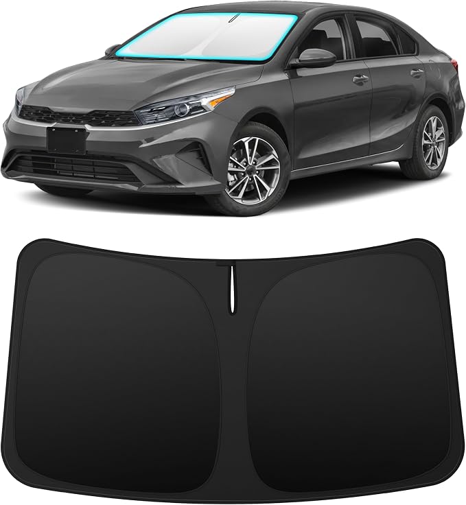 INSAUTO Custom Fit Windshield Sun Shade for Kia Forte 2019-2024 | Foldable Front Window Sunshade Car Accessories, UV & Heat Reflector, Keeps Interior Cool, Includes Storage Bag by INSAUTO