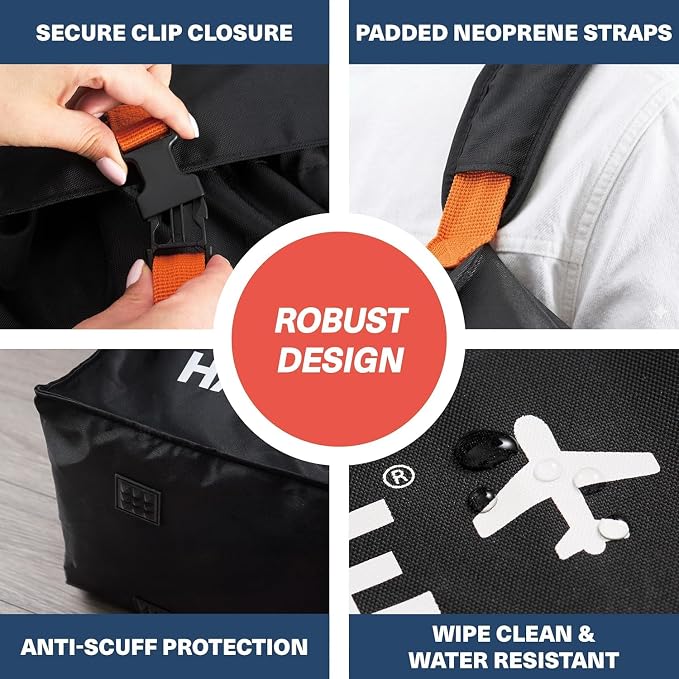 Bramble - XL Double Stroller Bag for Airplane Gate Check - Water Resistant Ballistic Nylon Travel Bag with Padded Neoprene Straps, Carry Pouch & ID Window - 39 x 26 x 16 Inches (Black) - Image 6