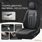 Coverado Nappa Leather Car Seat Covers Front Set, Luxury Waterproof Seat Protectors, Airbag Compatible Anti‑Slip Auto Seat Covers, Universal Fit for Most Cars SUVs Trucks Pickup Vehicles - Image 2