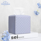 HOMOTEK 2 Pack Tissue Box Cover, Square PU Leather Tissue Holder, Decorative Facial Tissue Cube Paper Organizer Dispenser for Bathroom, Night Stands, Desk, Car 5X5X5'' - Rattan Weave,Lavenderpurple - Image 5