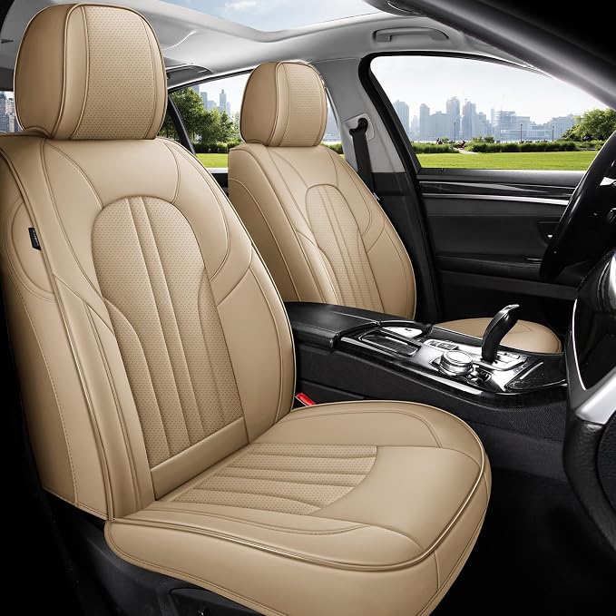 MINGBRON Car Seat Covers,Car Seat Protector Waterproof,Seat Covers Front, Car Seat Protectors,Automotive Seat Covers Fit for Most Cars Beige by MINGBRONCARSEATCOVER