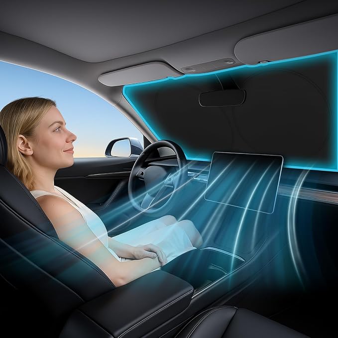Magnelex Car Windshield Sunshade – Double-Layer Design for 2X Heat Blocking, Blocks UV Rays, Foldable Sun Shade for Cars, Trucks & SUVs, Keeps Interior Cooler, Large (63 x 33.8 in) - Image 9