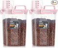 Dog Cat Food Storage Container with Cup (Pink, 2.5L (2 pack)) | Pet Food Pourable Container Airtight with Large Spout, BPA-Free Plastic Food Dispenser for Pet Food, Bird Seed, Rice, Flour by ODOMU