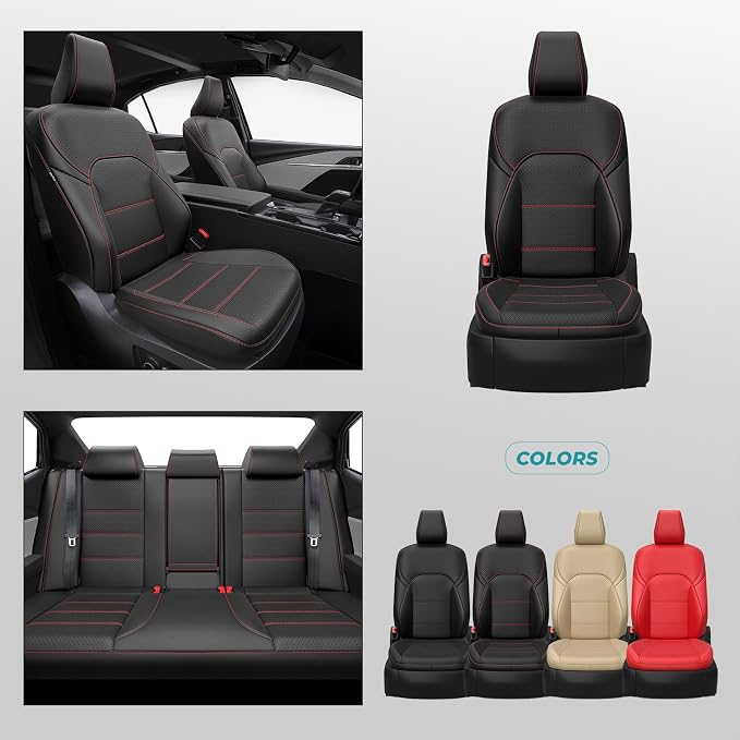 Custom Fit Seat Covers for Toyota Camry 2025 2026 Hybrid, BlackRed | Only Fit for Camry XLE/XSE 2025-2026 , Full Coverage, Faux Leather, Protective, Scratch-resistant, Easy-clean - Image 8