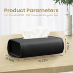 WHHMK Large Car Tissue Holder, Refill Easily Clamshell Opening, Black 1PC | Tissue Box Cover Keep Car Tidy, Premium PU Leather Backseat Napkin Rectangle Organizer in Auto, Fits 100-150 Count Tissues - Image 2