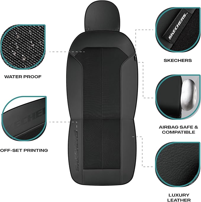 Skechers Car Seat Covers,GOGA Mat Oxford Cloth Seat Covers,Waterproof Car Seat Covers Full Sets,Automotive Universal Fit Seat Cover for Most Cars, Suvs, Trucks,Black - Image 4