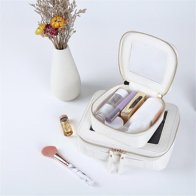 Small Clear Makeup Bag Travel Cosmetic Case, Portable Make Up Organizer Traveling Compact Car Bag for Essentials Transparent Toiletry Bag with Zipper - Image 7