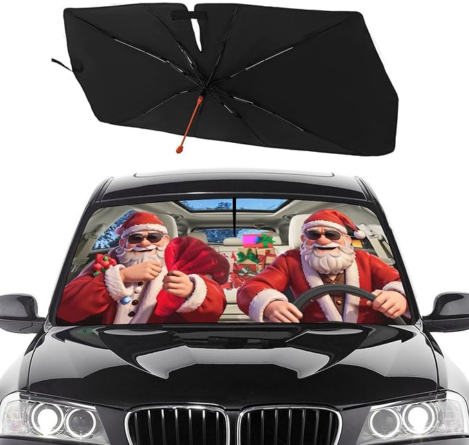 Socira Christmas Car Windshield Sunshade Umbrella Foldable Visor Umbrella | Sun Shade Cover Sunshade Front Window Cover Car Accessories Blocks Uv Rays (57" X 30") by Socira