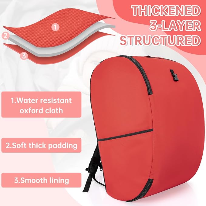 Padded Car Seat Travel Bag Compatible with Doona Car Seat Stroller | Car Seat Travel Bag with Lockable Zipper, Foldable Gate Check Bag for Airplane, Travel for Baby Essentials(Cherry Red) - Image 3