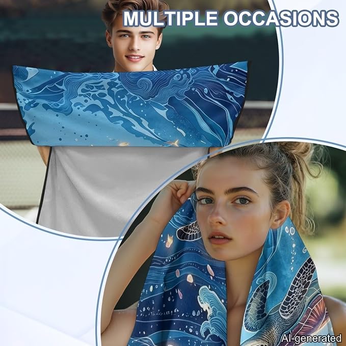 Sea Turtle Print Towels for Car Seats After Gym Hibiscus Jellyfish Print Car Seat Towel Covers Front Seats Universal Front Seat Covers for SUV Sedan Truck - Image 5