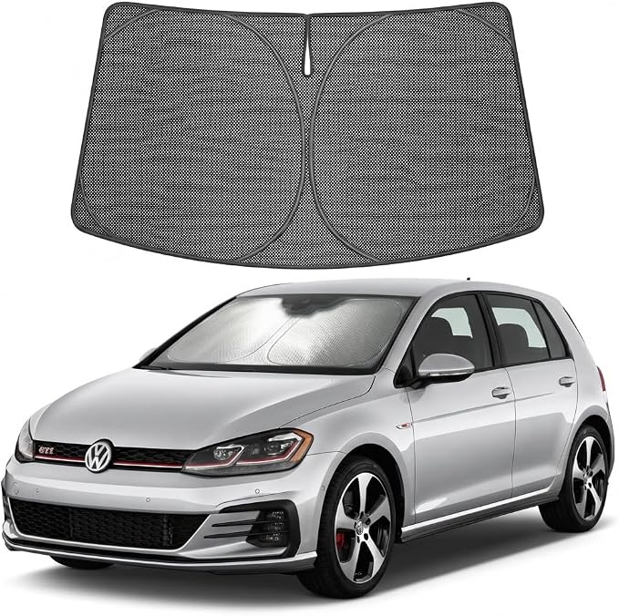 Proadsy Custom Fit 2022-2026 VW Golf GTI Windshield Sun Shade, Blocks Heat | Ice Crystal Micro-Refraction Blocks 99% UV, Drops Cabin Temp 54°F. Foldable Full Coverage for Summer Parking/Camping Privacy by Proadsy