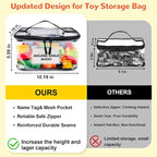 Tesuko 6 Pack Clear Toy Storage Bag with Name Tag& Manual Pocket, Waterproof Transparent PVC Toy Organizer Case for Lego Bricks, Board Games, Building Blocks, Puzzles (Large Capacity, Black) - Image 2