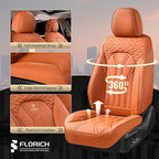Car Seat Covers Full Set Orange Seat Cover Front Seats and Back Leather Seat Covers for Cars Waterproof Car Seat Cushion Universal Car Seat Protector Fit for Most Cars Trucks SUVs - Image 5