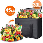 Bodaon 2-Pack Insulated Reusable Grocery Shopping Bags, X-Large, Black | Heavy Duty Thermal Tote, Frozen/Cold Food Storage, Travel Cooler Shopping Transport Picnic, Keep Food Hot Warmer, Collapsible - Image 4
