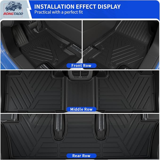 Rongtaod Floor Mats Set for 2024-2026 Toyota Grand Highlander 8-Seater | Trunk Mat with Backrest Mat Cargo Mat Cargo Liner 2nd Row Kick Mats TPE All Weather Grand Highlander Accessories - Image 2