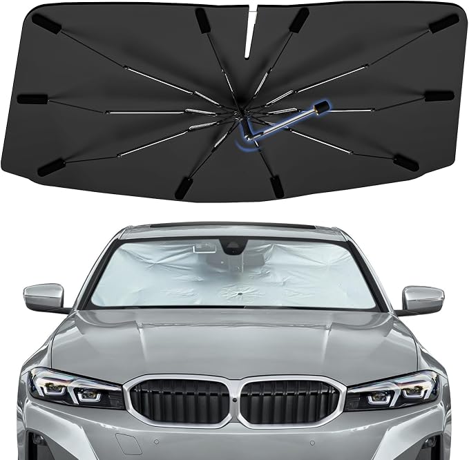 Windshield Sun Shade Umbrella for BMW 3 Series 2019-2026 Front Window | Foldable Car Sunshade, 360 Rotation Automotive Interior UV Protection for Outdoor Parking, Keep Car Cool by Bocvam