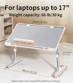 Laptop Desk for Bed,Adjustable Height Lap Desks Bed Tray,Portable Folding Couch Table with Bookstand,Car Rear Seat Sofa Floor Laptop Tray Stand for Adults Kids Eating Breakfast,Writing,Reading - Image 2