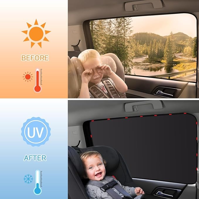 ZATOOTO Car Window Shade for Baby,2 Pack Universal Fit,Privacy&Insulation | 100% Blackout & UV Protection,Metal Frame Fit,Creates a Private Space for Car Camping, Road trips, Napping or Rest - Image 4