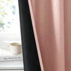 RYB HOME 100% Blackout Basement Curtains 24 inches Long, Heat & UV Blocking | Total Room Darkening, Noise Reducing, Curtains for Bathroom RV Campers, W34 x L24, Peach Pink, 2 Panels - Image 4