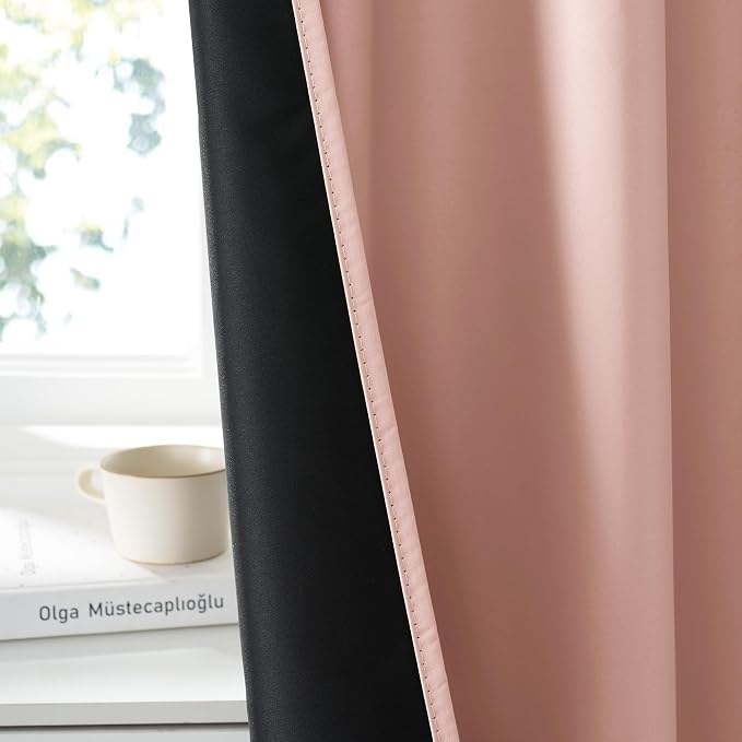 RYB HOME Bedroom Blackout Curtains 63 inches Long, 100% Blackout | Thermal Insulated, Noise Reducing, Curtains for Living Room Nursury, For Sleep, W42 x L63, Biscotti Beige - Image 3