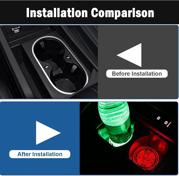 2PCS LED Car Cup Holder Lights, Light up Car Coasters for Cup Holders | 7 Color-Changing Light Up Cup Holder Insert Coasters, Waterproof Car Accessories for Teens, Car Gifts for Men & Women - Image 4