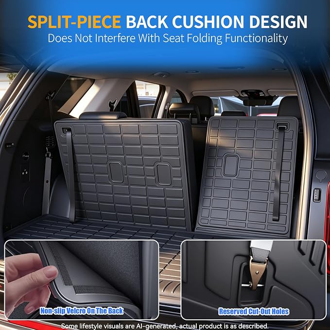 GYGY Cargo Mat Trunk Liner with Backrest Mats, Fit for 2020-2025 Hyundai Palisade, All Weather Waterproof TPE Rear Cargo Tray - Image 7