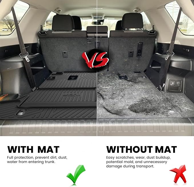 LASFIT Cargo Mat for Toyota 4Runner 2013-2024 (Only Fit 7-Seats) | Not Fit 5 Seats, All Weather Custom Fit Anti-Slip Pet Friendly Easy Clean TPE Trunk & Backrest Mats for 5th Gen 4Runner - Image 3
