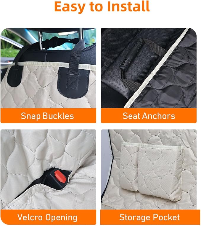 PETICON Dog Car Seat Cover for Back Seat, Waterproof Dog Hammock for Pets | Zippered Design Allows Passenger Seat Access, Mesh Window for Pet View, 600D Oxford, Prevents Scratches, Hair, Mud, and Dirt - Image 7