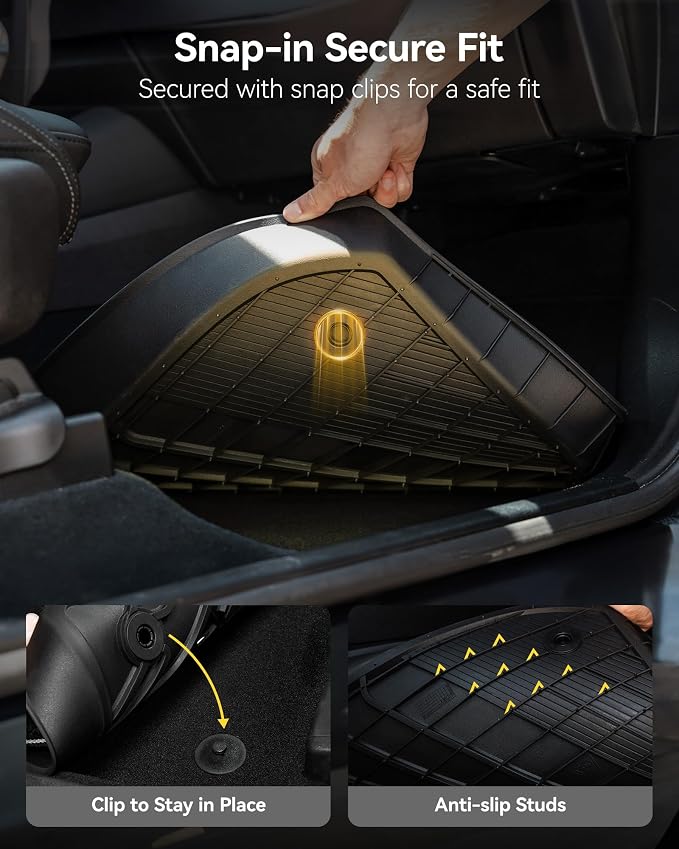 3W Floor Mats for Jeep Wrangler JK 2014-2018 Unlimited 4 Door (Non JL/4XE) | TPE All Weather Custom Fit Floor Liner for Jeep Wrangler JK 1st and 2nd Row Full Set Car Mats, Black - Image 7