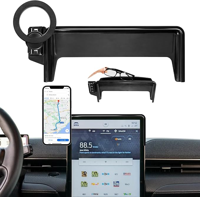 Car Phone Holder for 2021-2026 Ford Mustang Mach-E Accessories 15.5 Screen | Strong Magnetic Cell Phone Mount for Magsafe iPhone & Sunglasses Box, 360° Hands-Free No Air Vent Blockage Stable Stand by MOCHENT