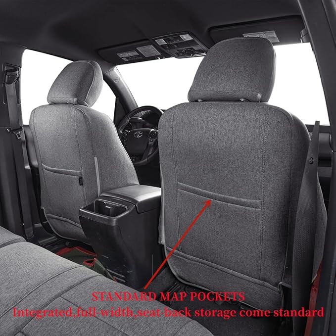 2nd Gen Tacoma Seat Covers Custom Fit for 2012-2015 Toyota Tacoma Double Cab/Crew Cab (TRD Sport Seats),Fully Covered Polyester Truck Seat Protector-Full Set (Gray) - Image 7